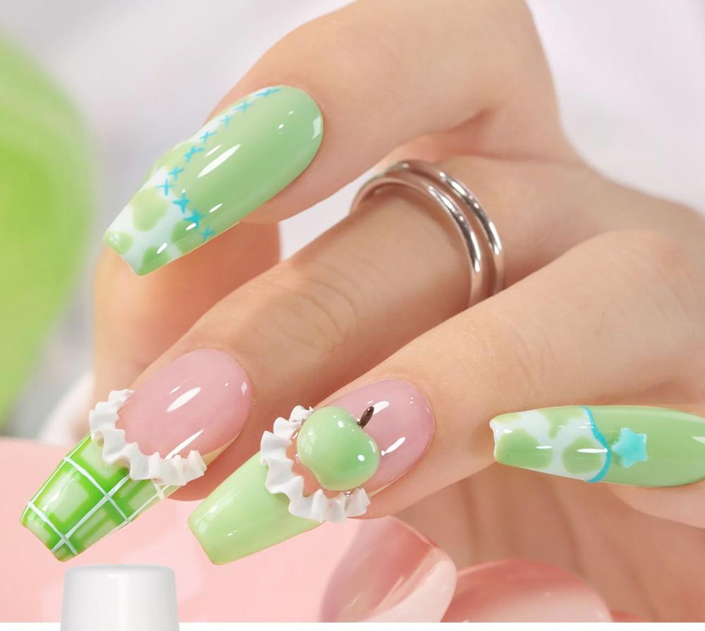 AWStorG 2Pcs/Set 15ml High Pigmented, Trendy Blue & Green Nail Gel, Soak-Off LED/UV, Vibrant Colors DIY Home Salon Nail Art