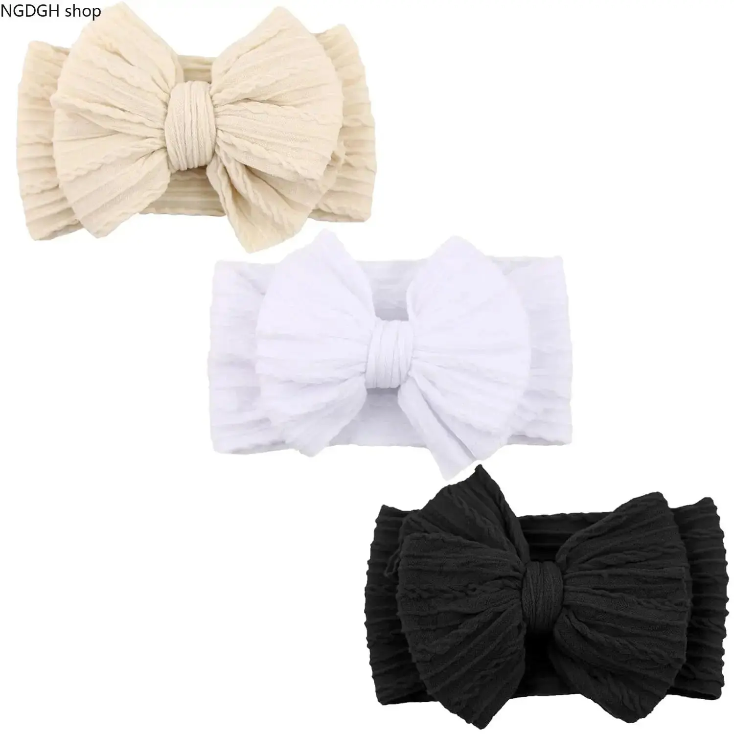 Women's Wide Bow Shape Headbands 3-Pack - Soft Textured Stretchy Wrap Hair Accessories, Large Knot Headband for Skincare & Yoga, Comfy Neutral Colors Women's Accessories