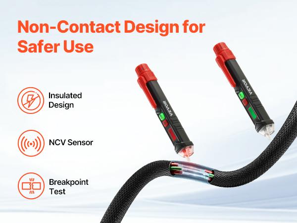 Voltage Tester, Non-Contact Voltage Detector with Adjustable Sensitivity, Dual Range AC 12V-1000V/48V-1000V Live Null Wire Tester Pen with Visual and Audible Alarms, CAT III 1000V Rating