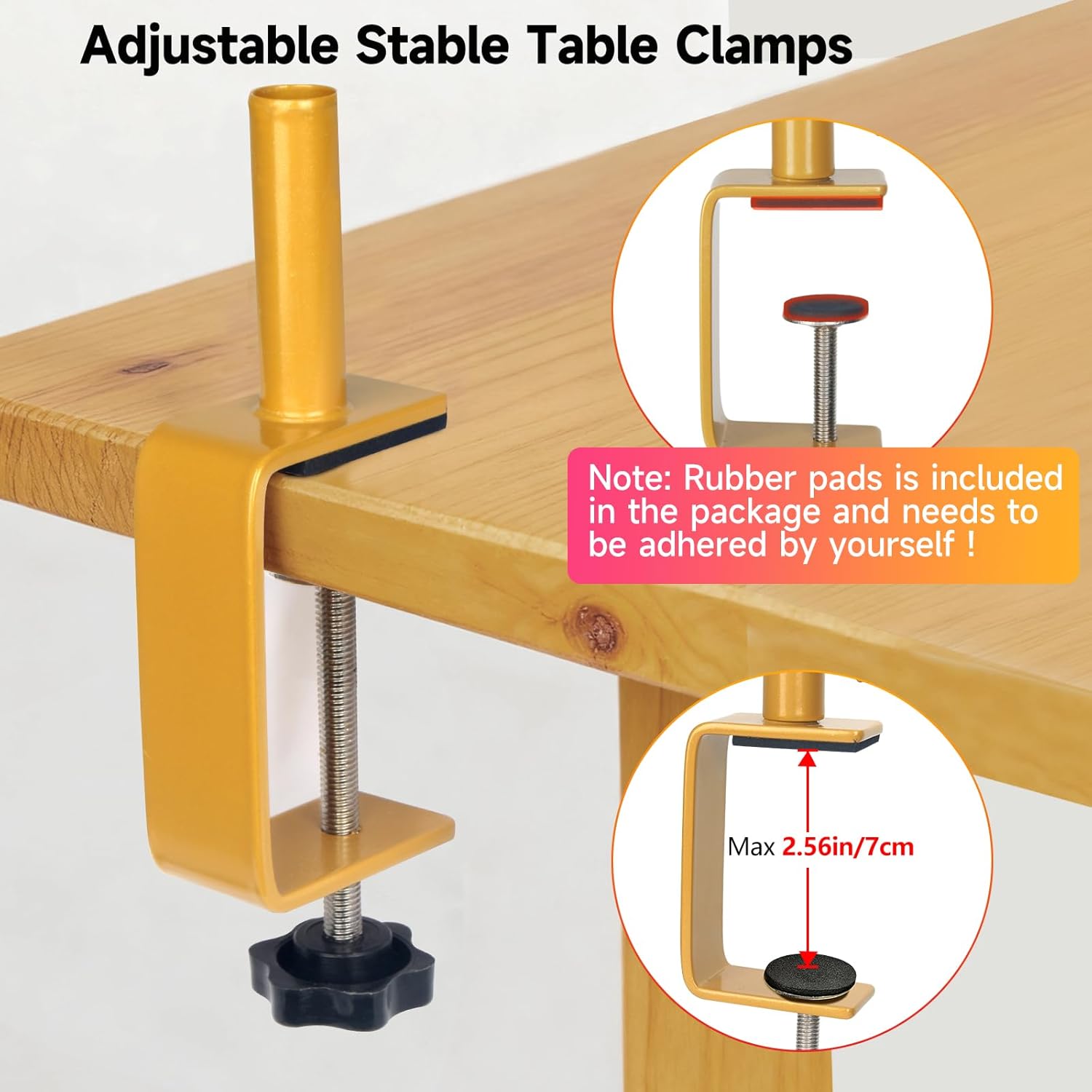 Over The Table Rod Stand with Clamps Adjustable "-98" Length 30"-43" Height  Table Arch Stand  for Decoration  Display Wedding Birthday Party Halloween Christmas