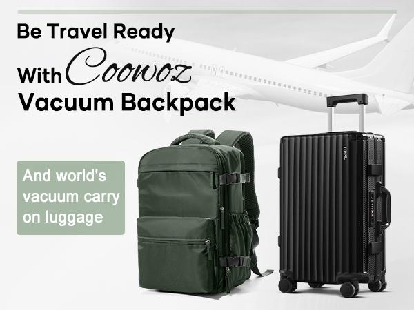 COOWOZ Carry On Vacuum Travel Backpack for Women Men,Large Airport Backpack With Shoe Compartment,Airplane Laptop Backpack