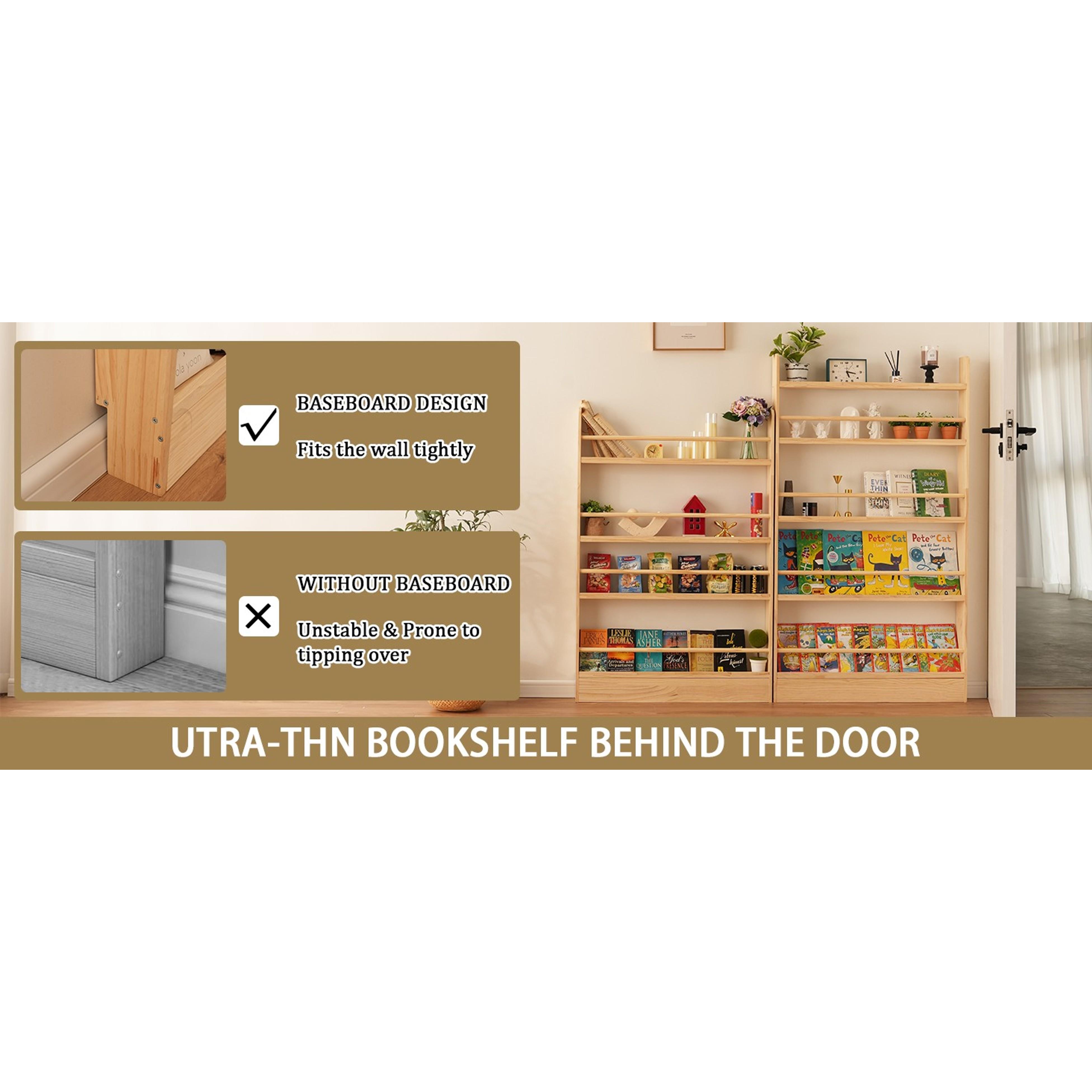 5 Tier Behind The Door Bookshelf & Freestand Open Book Shelf, Wall Mount Shelves for Bedroom, Space- Saving Bookcase, Solid Wood Bookshelf for Living Room, Natural(FSC-Certified Wood) 5 Tier Behind The Door Bookshelf & Freestand Open Book Shelf, Wall Mount Shelves for Bedroom, Space- Saving Bookcase, Solid Wood Bookshelf for Living Room, Natural(FSC-Certified Wood)