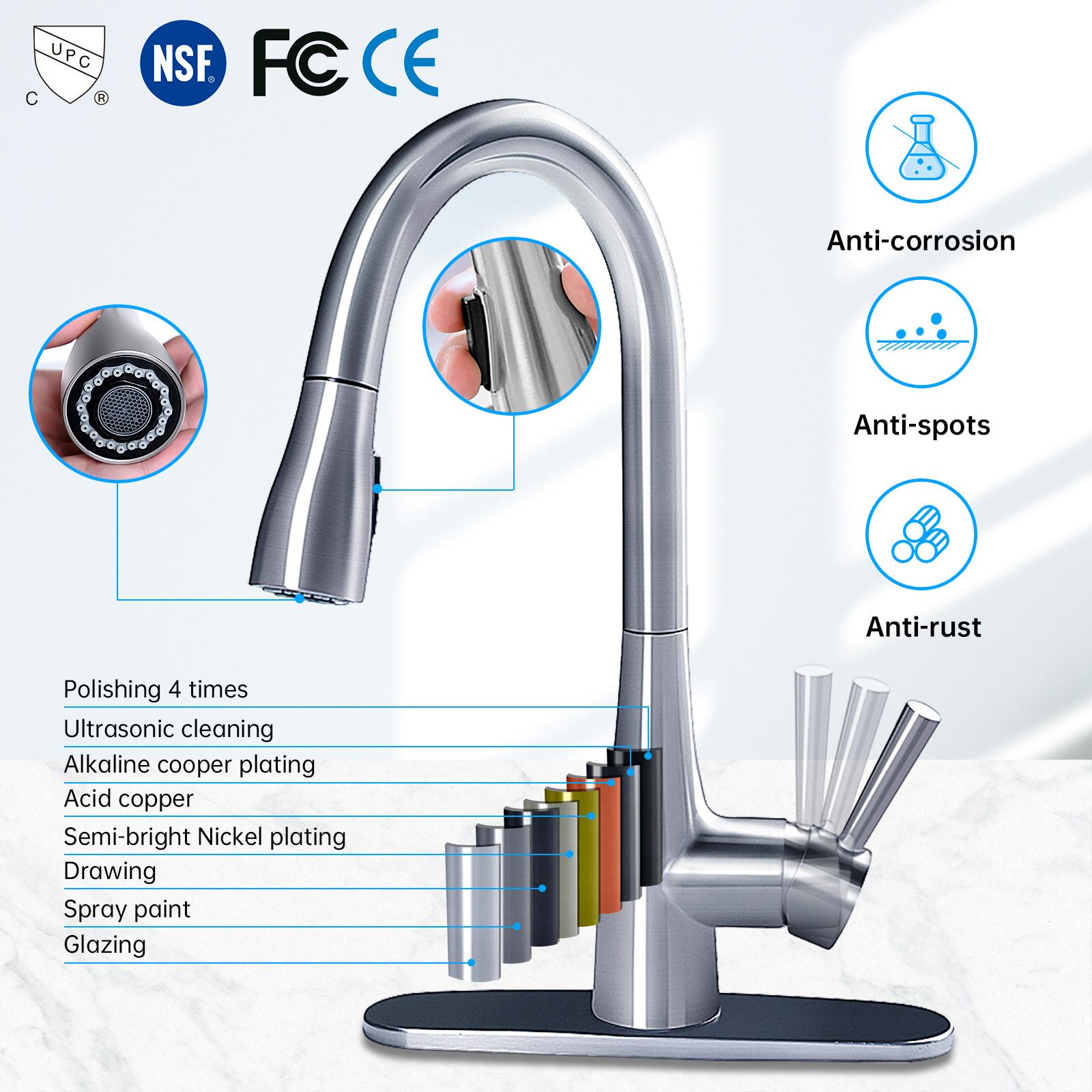 Touchless Kitchen Faucet with Pull Down Sprayer, Adjustable Water Flow, 270° Handle Rotation, Motion Sensor, 1 or 3 Hole Sink