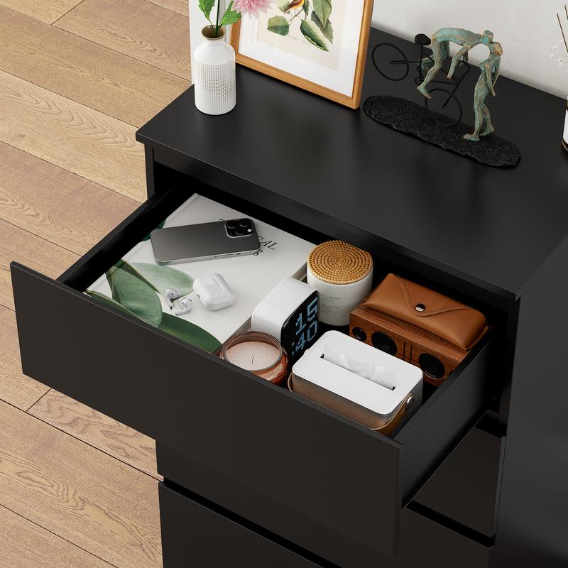 FOTOSOK 4 Drawer Dresser, White Dresser for Bedroom, Small Dresser Chest of Drawers, White Storage Cabinet with 4 Drawers