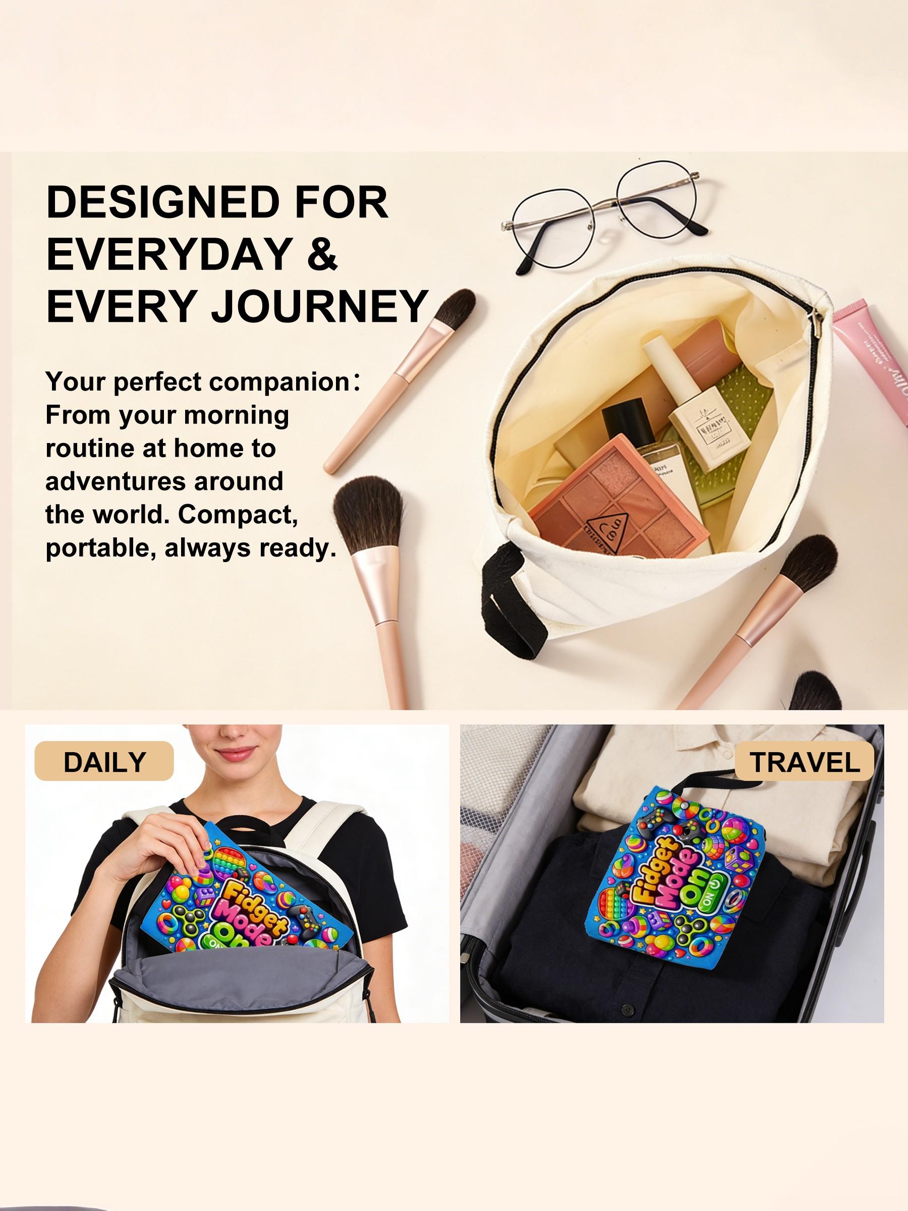 “Fidget Mode On Canvas Pouch – Versatile Storage for Cosmetics, Chargers, Snacks, Small Tools & Essentials | Thoughtful Gift for Fidget Toy Lovers, Women, Friends, Colleagues, Partners | Perfect for Birthdays, Christmas, Valentine’s Day, Mother’s Day, Tha