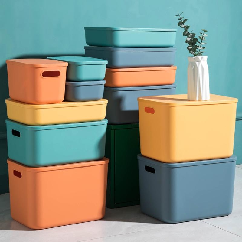 Stackable Storage Boxes with Handles, Waterproof PP Container, Multi-Color Flip Lid, Transparent Window, Ideal for Crafts, Snacks, Desk Organization, Durable Storage Organizer
