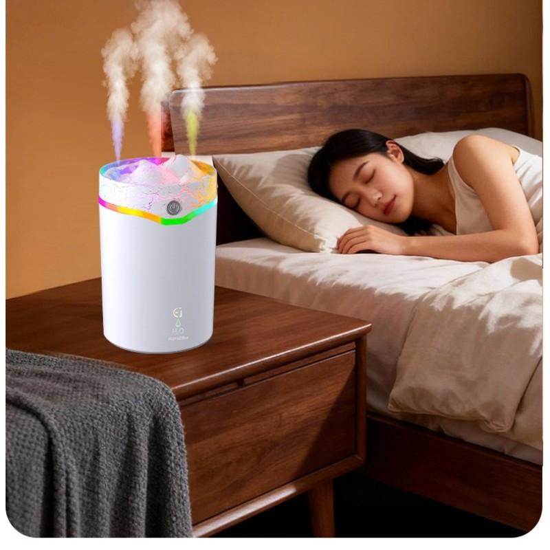 Volcano Simulation Aroma Lamp Humidifier, Home Bedroom Desktop Silent Mist Spray, Colorful Atmosphere Light, Quiet Water Sprayer