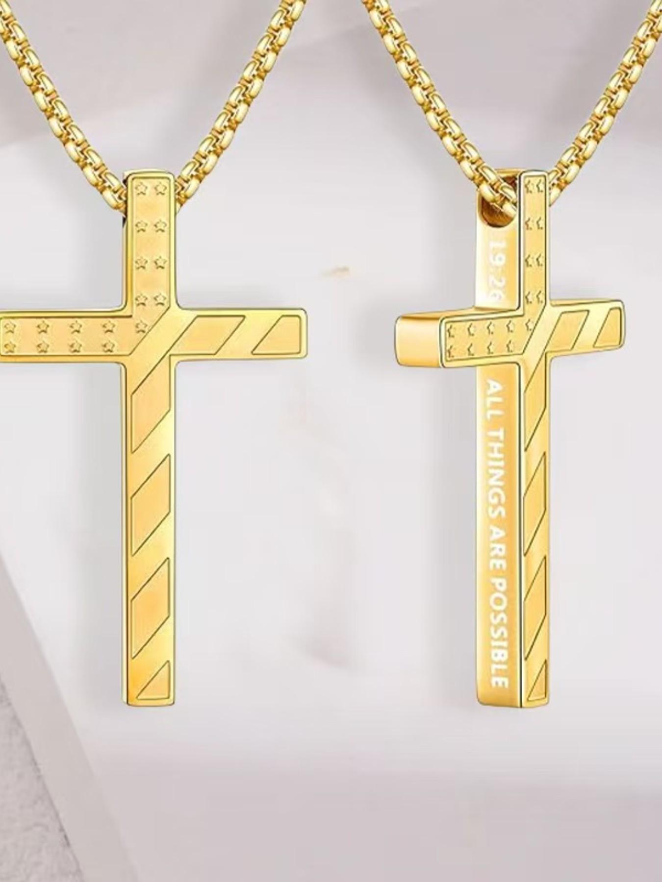 Unisex Stainless Steel Cross Necklace, Trendy Fashion Accessory, Versatile Design for Men and Women, Unique Style Jewelry