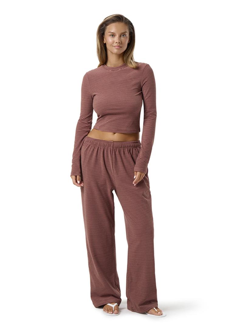 Women's Fashion Comfortable Slim Fit Striped Long Sleeve Top and Loose Pants Set, Casual Two-Piece for Daily Wear,Women's Fashion Comfortable Slim Fit Striped Long Sleeve Top and Loose Pants Set, Casual Two-Piece for Daily Wear,Airport Outfit