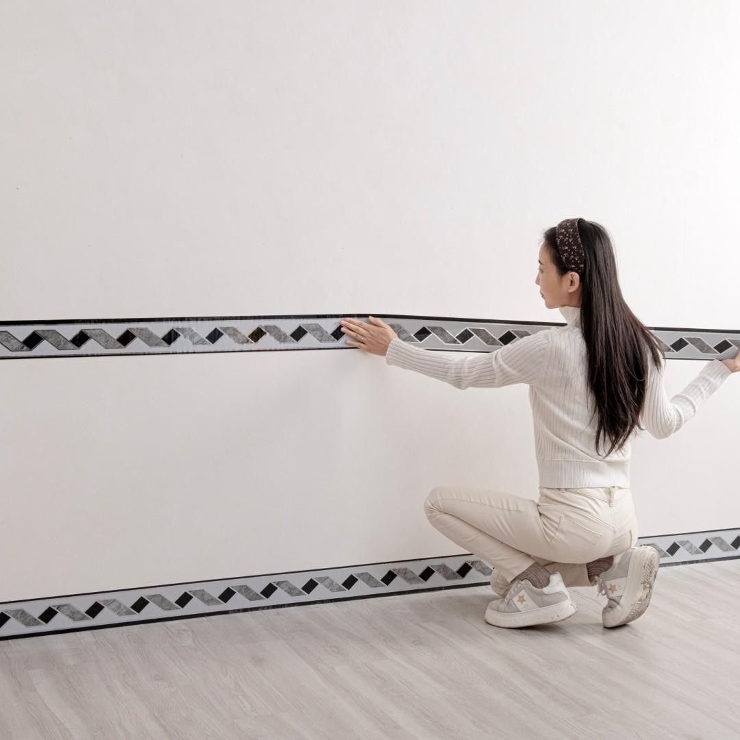 1 Roll 196.85 Inch Long × 10cm Wide, Thickened Marble Self-adhesive Wallpaper, DIY Removable, Suitable for TV Background Wall, Door Fracture Frames, Decorative Stickers, Living Room Corners, Ceiling Corners, Kitchen Corners