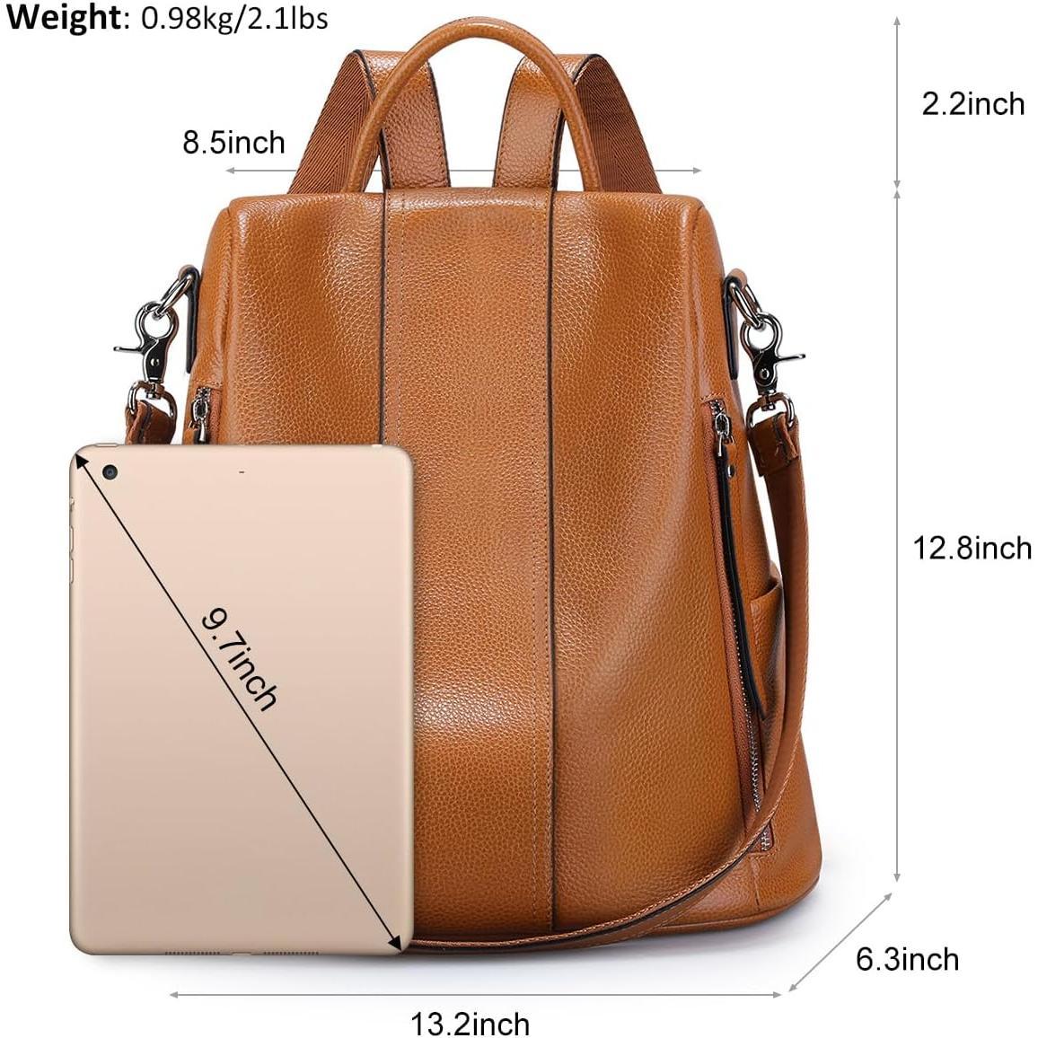 Leather Backpack Purses for Women Antitheft Rucksack  Bag Medium | , Medium Fits 9.7-inch Tablet, for Work Travel Daily Commute, Multi Pockets, Adjustable  Straps