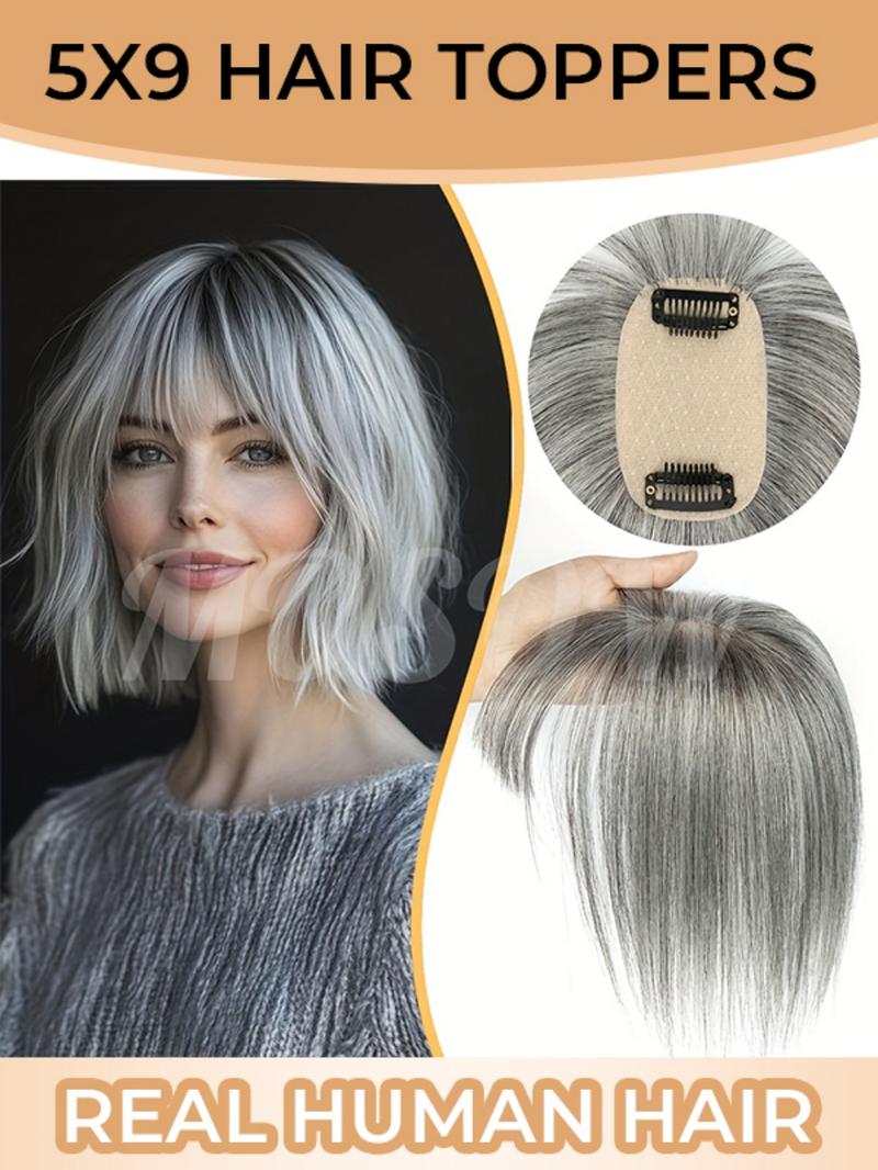 Invisible Human Hair base Toppers 5*9 Human Hair Topper Lightweight Hair Pieces Invisible Hair Extensions For Women Clip In Hair Piece For Women With Thinning Hair As smooth and silky as your own hair Radiant, elegant, and sophisticated