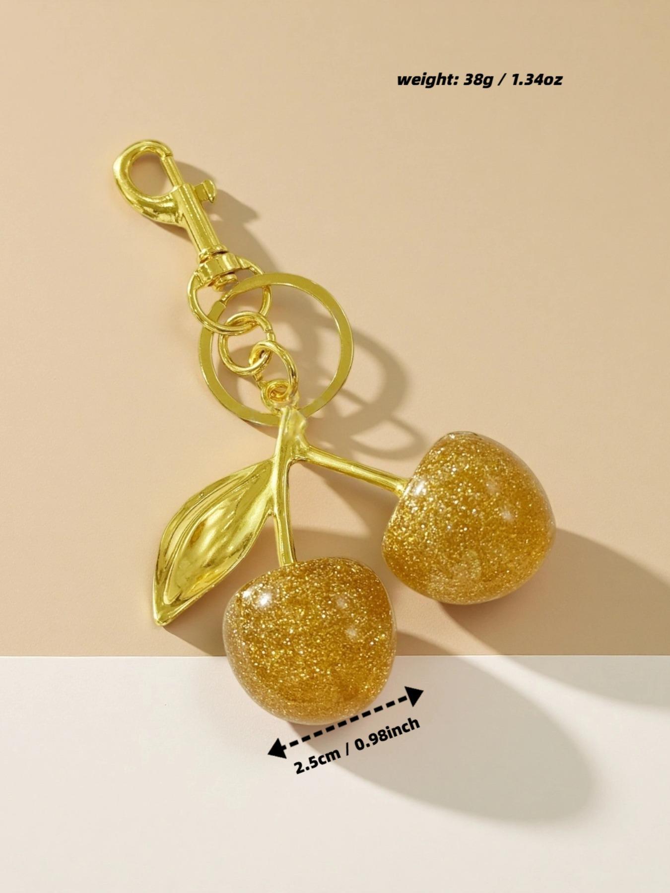 Cute Cherry Design Sparkly Bag Charm, Fashionable Bag Keychain for Women & Girls, Trendy All-match & Exquisite Bag Charm for Birthday Gift, Purse Accessories