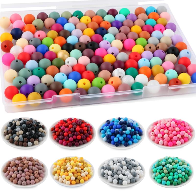 Mixed Color Round Silicone Bead (50pcs), DIY Jewelry Accessories for Bracelet & Necklace, DIY Mix Beads Jewelry Making Supplies for Women & Teenager, Beading Making, Bead Assortment
