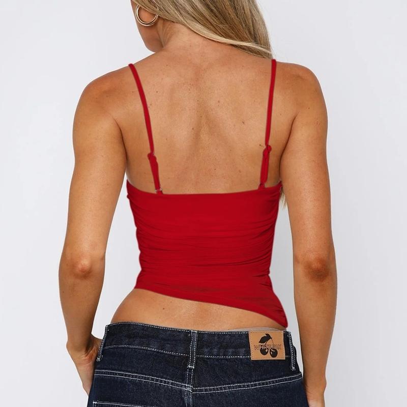 Women's Solid Sheer Short Cami Top, Fashion Casual Sleeveless Top for Daily Outdoor Wear, Women Clothing for Summer, Womenswear