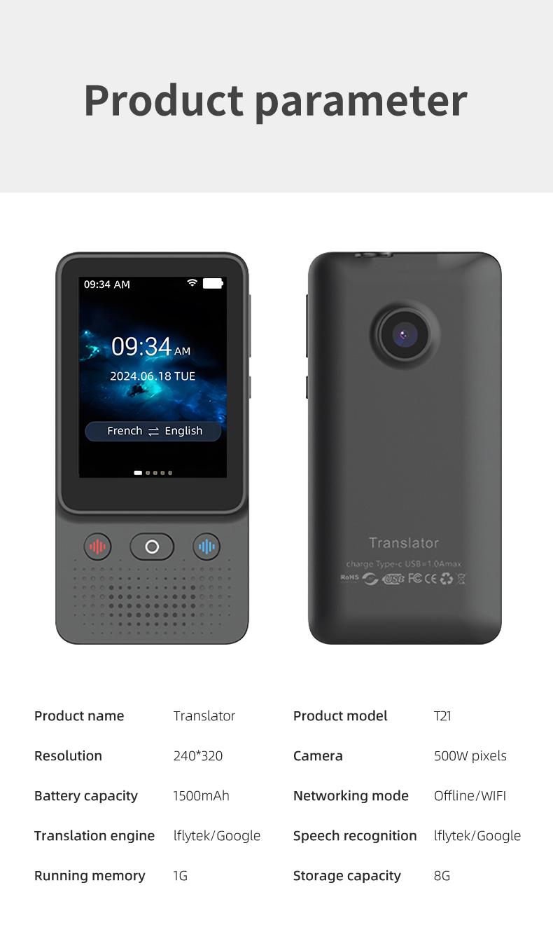 2026 Newest Portable AI Language Translator Device, 138 Languages AI Offline/Group/Phone Translation Device Two Way Real-Time Voice,Upgraded Chip for Travel Business Learning traductor de voz idiomas Electronic Audio