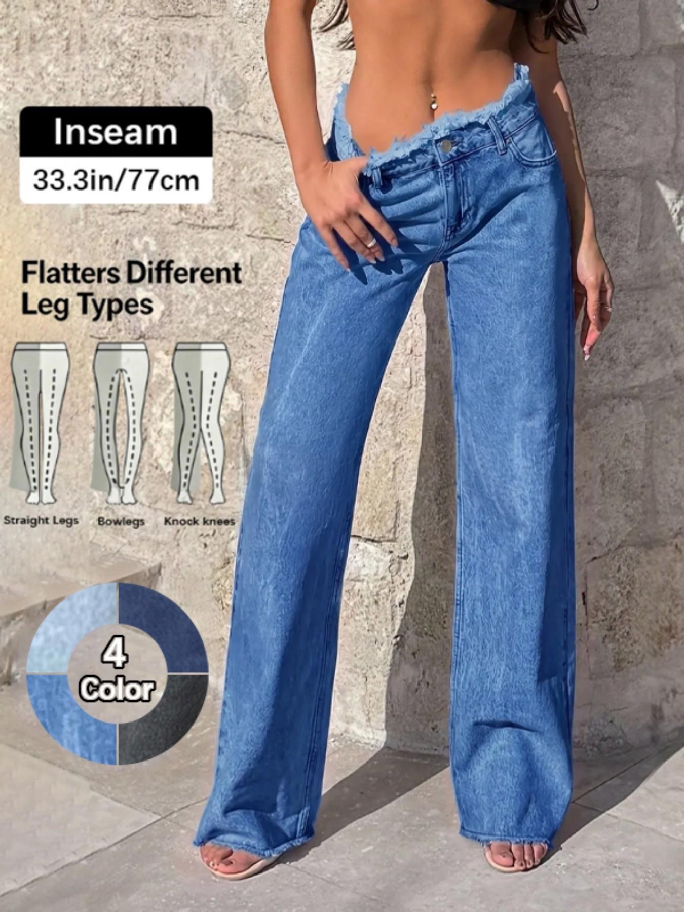 Women High Waist Raw Hem Baggy Denim Jeans Button, 2026 T-Chic All-Season Versatile Everyday New Hit Outdoor Casual Pants, Comfortable Outdoor Wear, Stylish Ladies' Bottoms, High Waisted Jeans, Fit