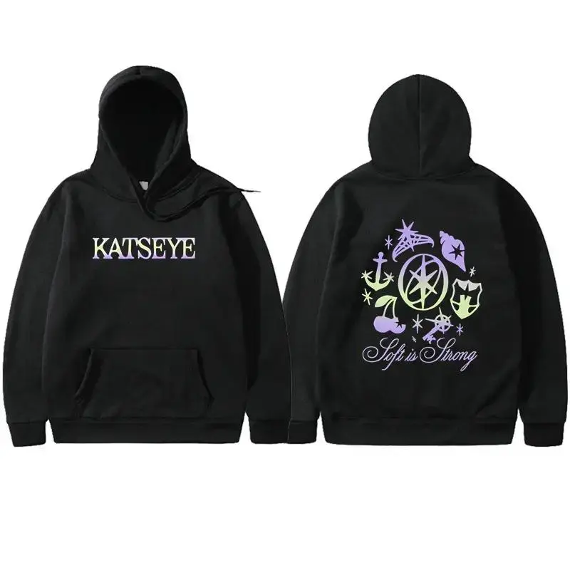 Katseye 2025 Tour Unisex Hoodie, Casual Oversize Baggy Pullover Sweatshirt with Funny Graphic Print,Long Sleeve for Halloween, Novelty, Double-sided print, Hoodie Sweatshirt For Casual Warmth, All Day Wear, New Year, Tops, Longsleeves, Unisex Hoodies Clot