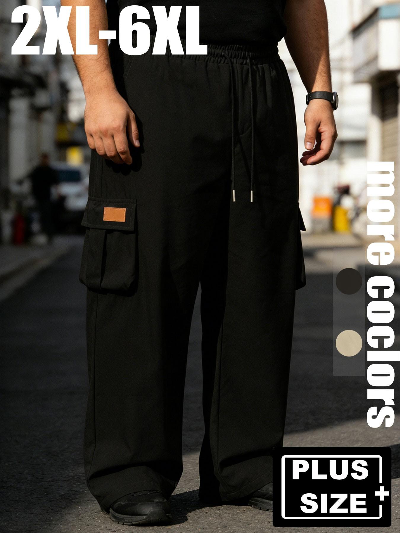Men's Plus Size All-Season Drawstring Pants, Versatile Workwear Long Pants, Suitable for Outdoor Gatherings, Sports, Casual Walks