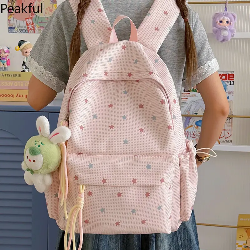 Fresh Polka Dot Backpack for College Girls, Lightweight Water-resistant School Bag with Laptop Sleeve & Multi-Pockets, Cute Large Capacity Daypack for Travel & Weekend Outings