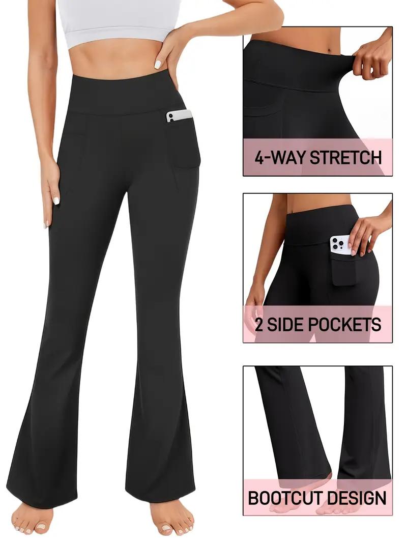 3-Pack Solid High Waist Wide Leg Pants Wide Leg Pants,Women Yoga Legging Flare Leg,With Phone Pockets,Loose Casual Pants,High Stretchy Pant ForWorkout Athletic Running Cycling Yoga Exercize Casual SpringStatements