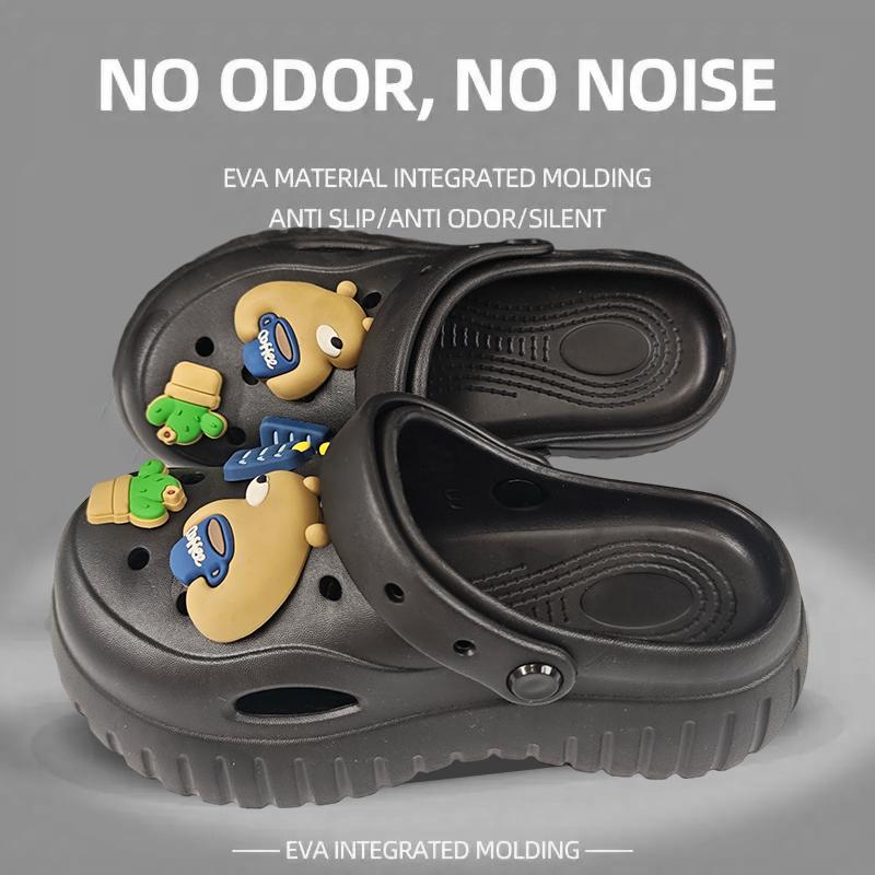 Women's Fashion Slippers Cute Style Design Non-slip Sole Comfortable Breathable Casual Shoes Beach Home Sandals Indoor Outdoor Wear Versatile Soft Slippers Walking Shoes Girl Footwear Flipflop Slide Black EVA Material