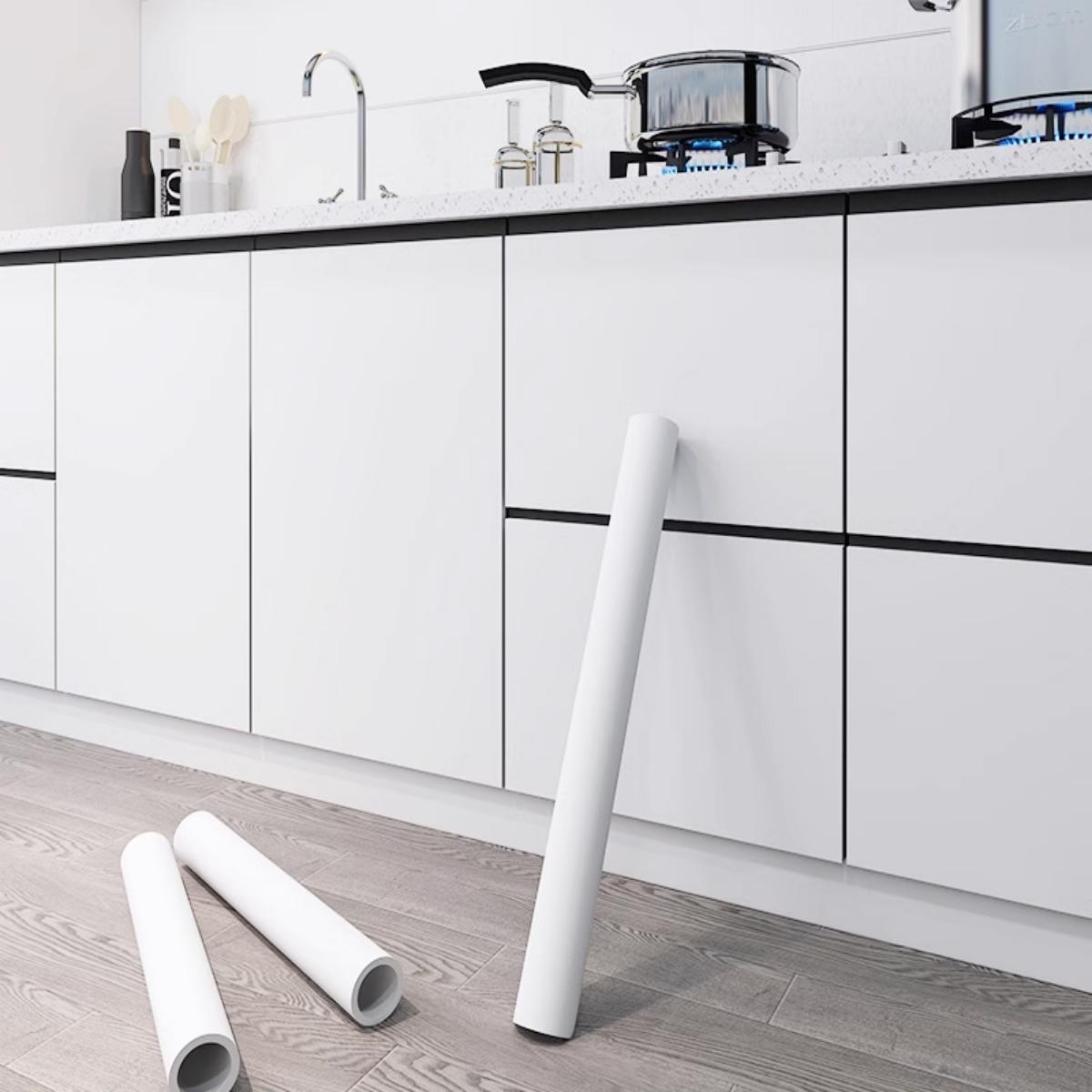 Solid Color Self-adhesive Wallpaper, 1 Count Waterproof & Oil-proof Wall Sticker, Self Adhesive Vinyl, Wall Decor for Home Kitchen Living Room Bedroom, Peel and Stick Wallpaper Designs