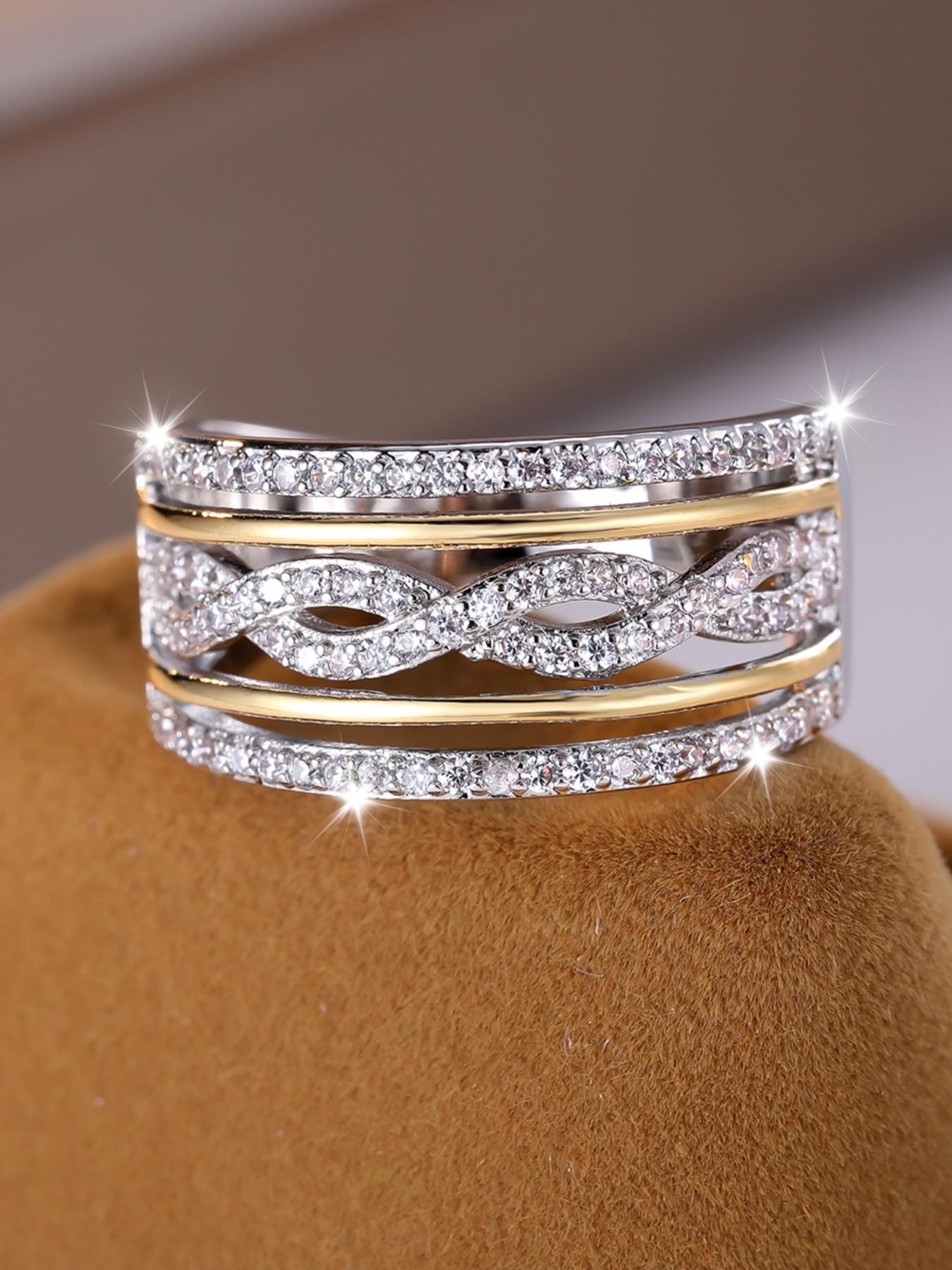 Multi-layer Infinity Rings - Fashion Retro Engagement Rings for Women & Girls, Synthetic Zirconia Inlay Stackable Rings, Perfect for Weddings & Daily Wear Valentine's Day Gift