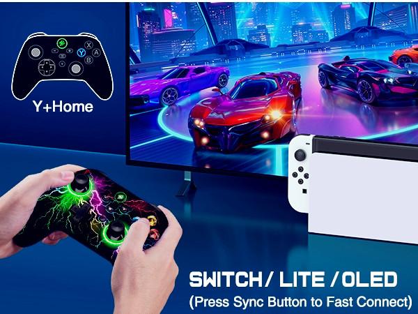 BEBONCOOL Wireless Switch Controller for Switch Controller/Lite/OLED, LED Wired PC Game Joysticks-Wireless iOS/Android Remote with Cool Skin/Programmable/Wake-up