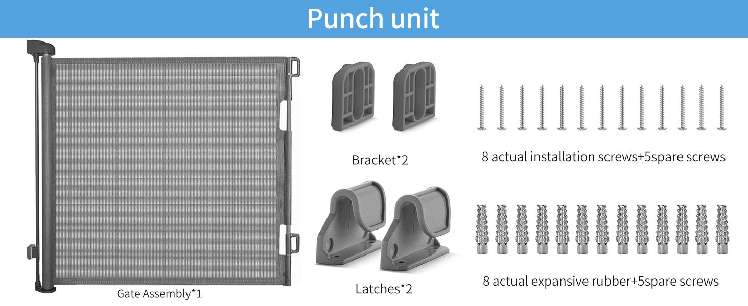 Dearlomum Retractable Baby Gate 33" Tall Extends up to 55" 71" 118" 168" 197" Wide Child Safety Gate for Doorways Stairs Hallways Indoor Outdoor Infant Mesh Dog Gate