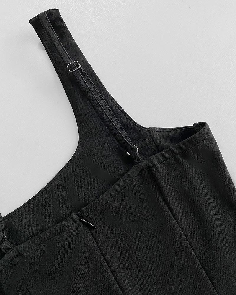 ChicMe 2026 Women's Sexy Square Neck Thick Strap Backless Slit Wedding Guest Wedding Dress