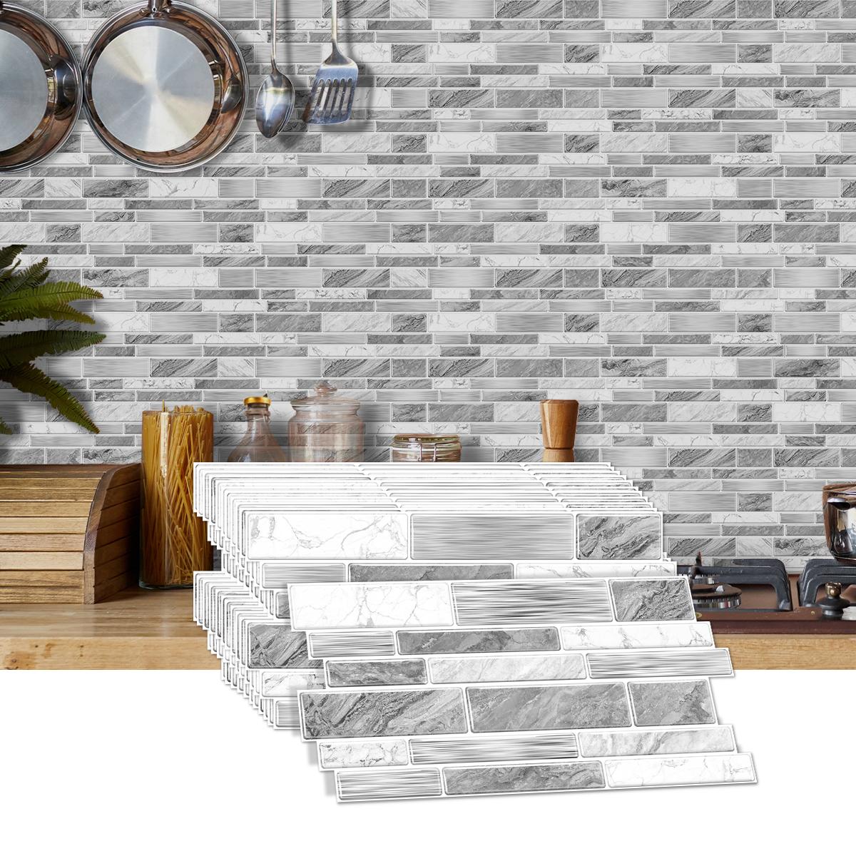 Simulation Marble Splicing Models Tile Wall Stickers, Self-Adhesive Waterproof Wallpaper, Bathroom & Kitchen Wall Decoration