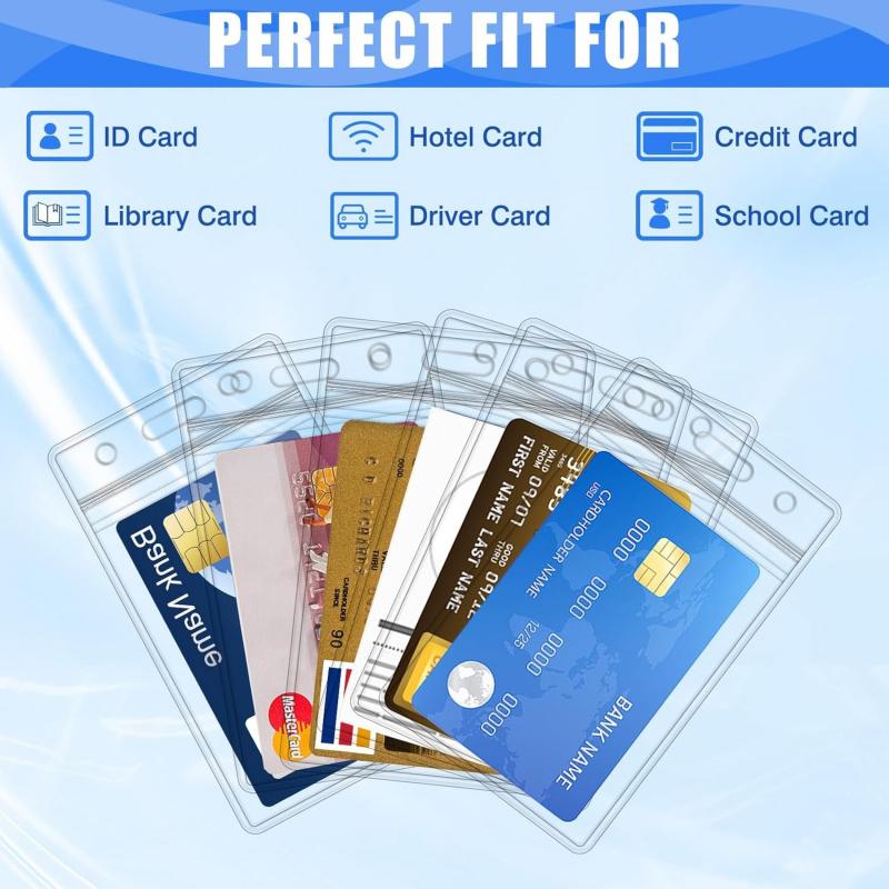 Name Badge Holders Clear Badge Sleeve Plastic Lanyard Sleeves for ID Holders (10 Pcs Vertical)