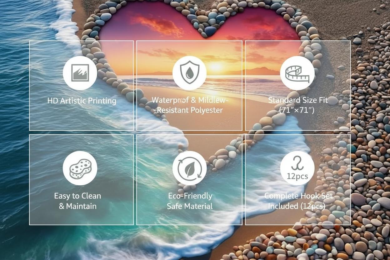 Vincent Van Gogh Starry Night Sunflower Bathroom Curtain, Retro Artistic Bath Decor, Soft Polyester, Home Hotel Bathroom Decoration