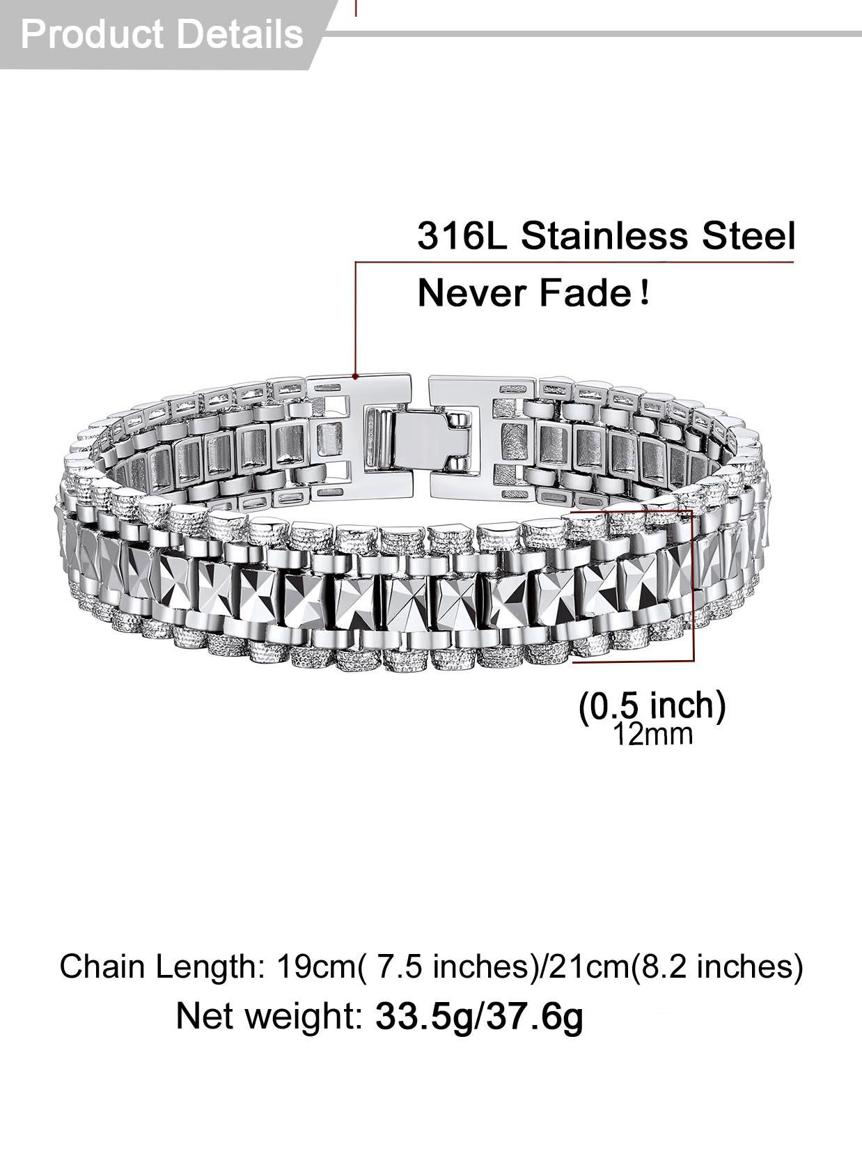 U7 Cuban Link Chain Chunky Bracelets Daily Casual Jewelry for Men