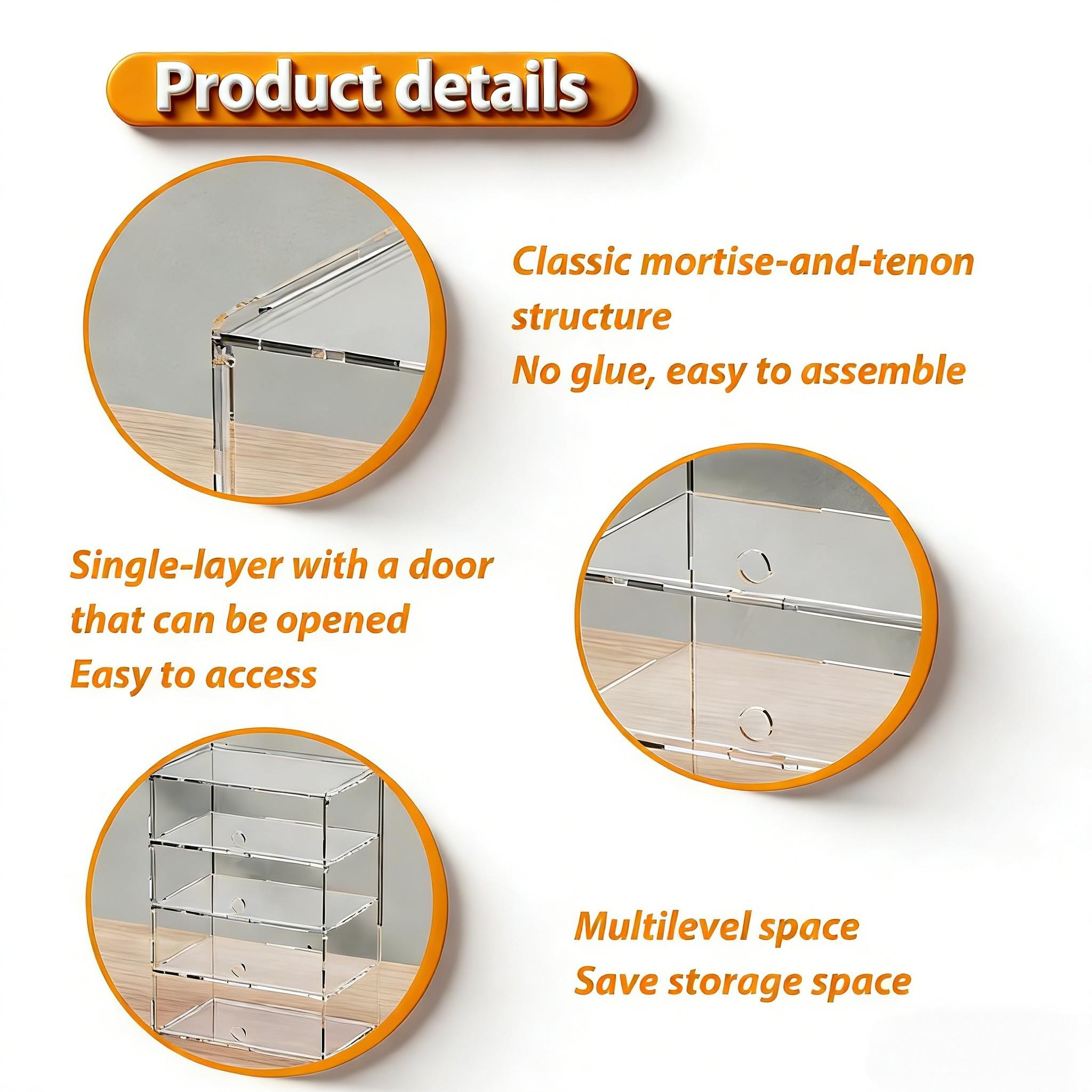 Car Model Display Box, Detachable Acrylic Storage Case, 2/3/4/5/6 Layers, Transparent Flip Cover, Easy Installation, Minimalist Design