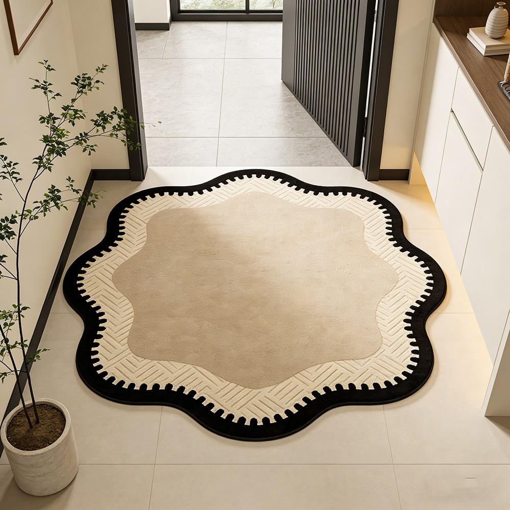 Irregular Wave Edge Carpet for Living Room Bedroom, Creative Luxury Fashion Art Washable Plush Rug, Home Decor for Sofa Bed Coffee Table