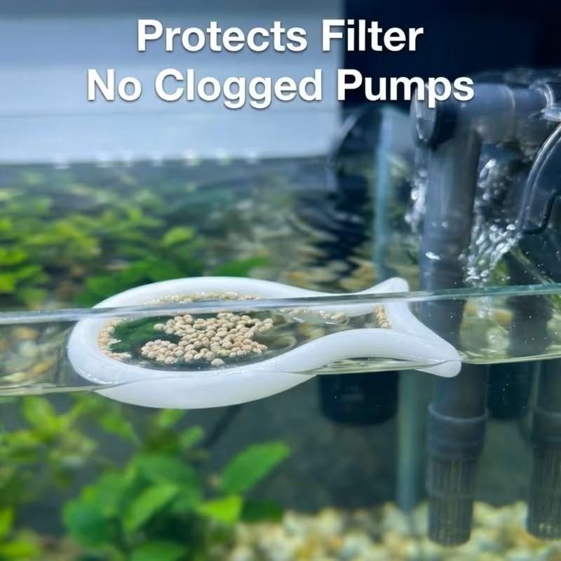 Two 3D Printed Fish-Shaped Aquarium Feeding Rings, Prevents Food Spreading, Reusable, User-Friendly, Ideal for Various Fish Tanks