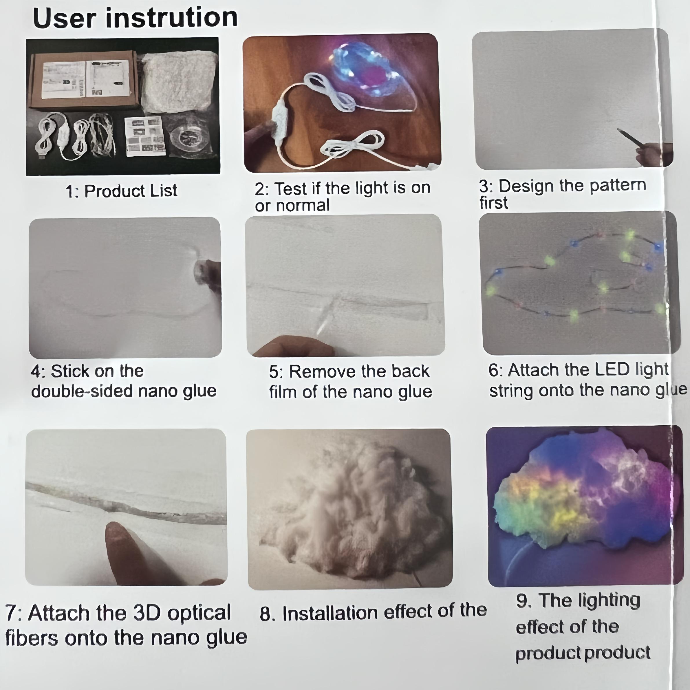 Thunder Cloud LED Light self-made material package (no glue) ,DIY Creative Rainbow Multi-Color Night Lamp, RGB Lighting, LED Atmosphere Lamp, Party Decor for Game Room, Garage, Club, Bar, Dj,  19.69ft String Light