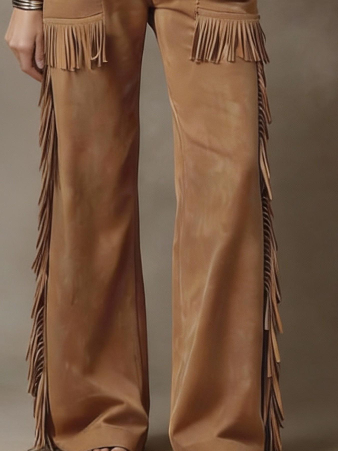 Women's Western Cowgirl Style Fall Summer Brown Faux Suede Jumpsuit, Sleeveless Zip Up Fringe Trim Flattering Fit, For Country Music Festival Rodeo Concert