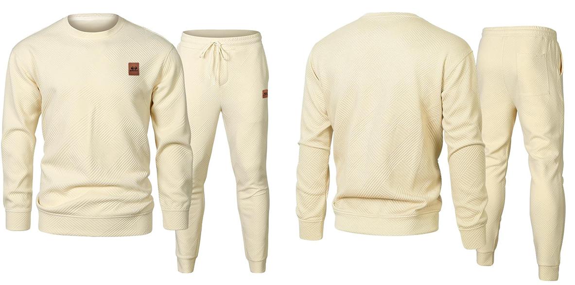 Men's 2 Piece Sweatsuits Outfits Casual Crewneck Jacquard Sweatshirt Joggers Set High Quality Fabric Classic Design for Fall Winter Spring Men's 2 Piece Sweatsuits Outfits Casual Crewneck Jacquard Sweatshirt Joggers Set High Quality Fabric Classic Design for Fall Winter Spring