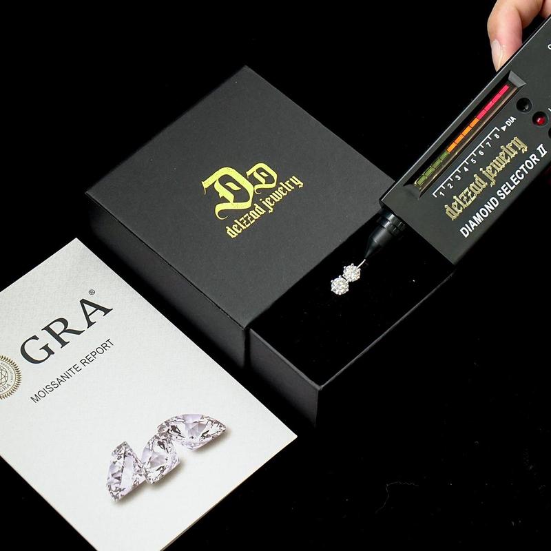 Delzzad 14K Gold-Plated Six Prong Solitaire Stud Earrings Lab-Created Moissanite Earrings S925 Sterling Silver Moissanite Jewelry Perfect Birthday Mother’s Day Unisex Christmas Gift for Men Women Wedding Set