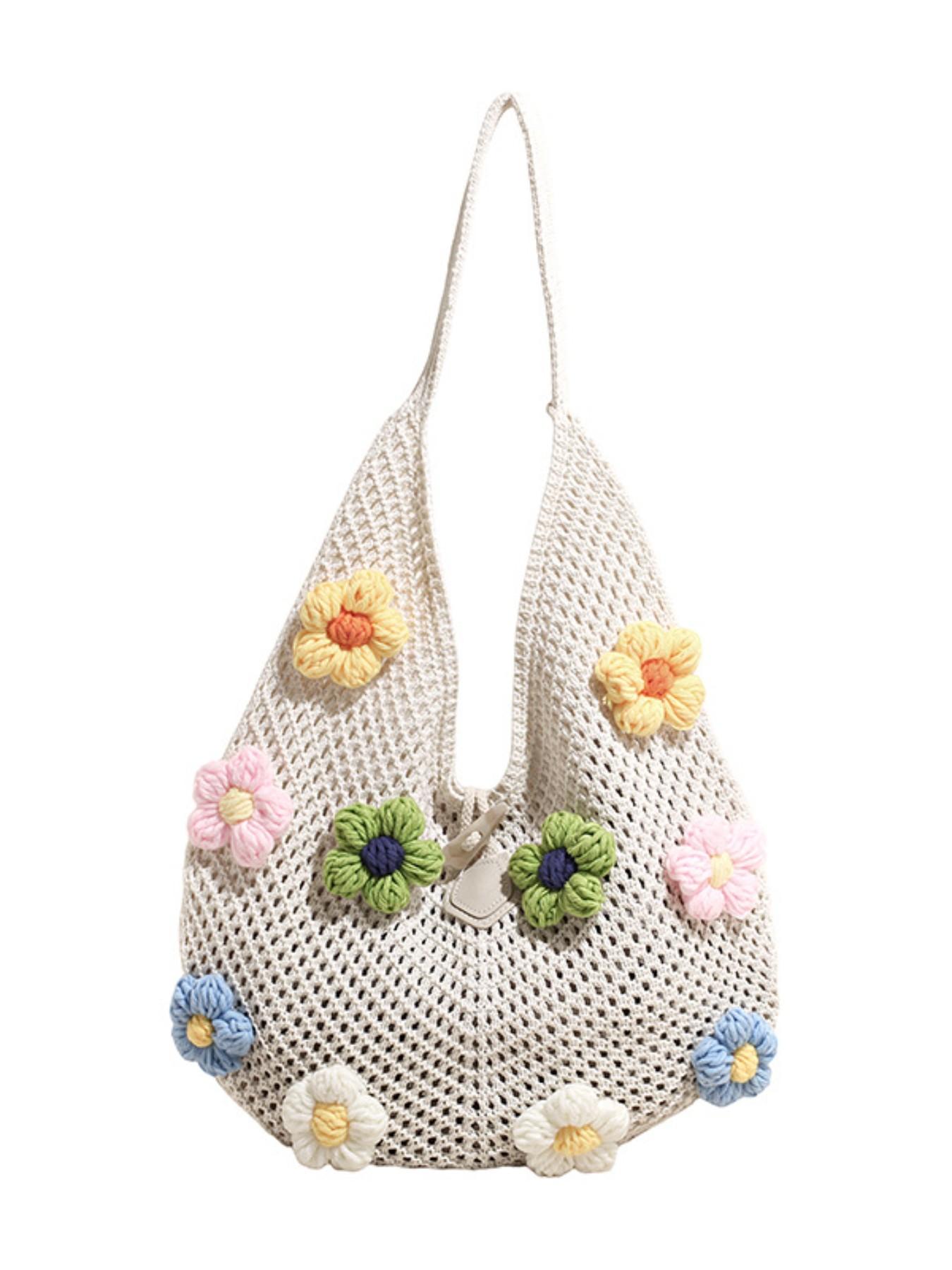 Fashion Knit Bag Women's 2026 New Spring Shoulder Bag, Large Capacity Tote Bag, Beach Vacation Tote Bag, Stylish and Practical