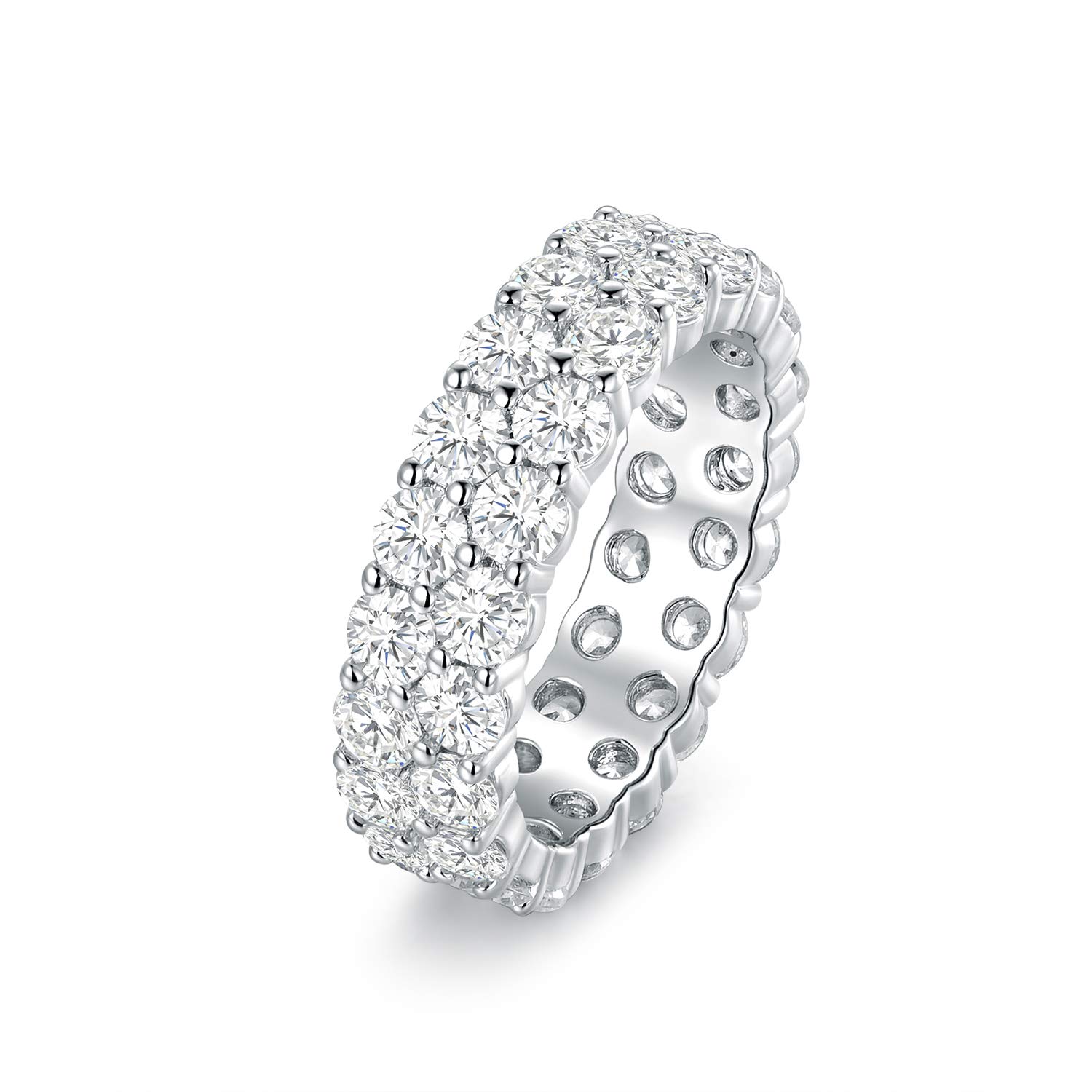 Unisex -Eternity Ring Band Round-Cut Cubic Zirconia Tennis Band All-Around Wedding Engagement Band Stacking Ring Hiphop Style for Women and Men R7953