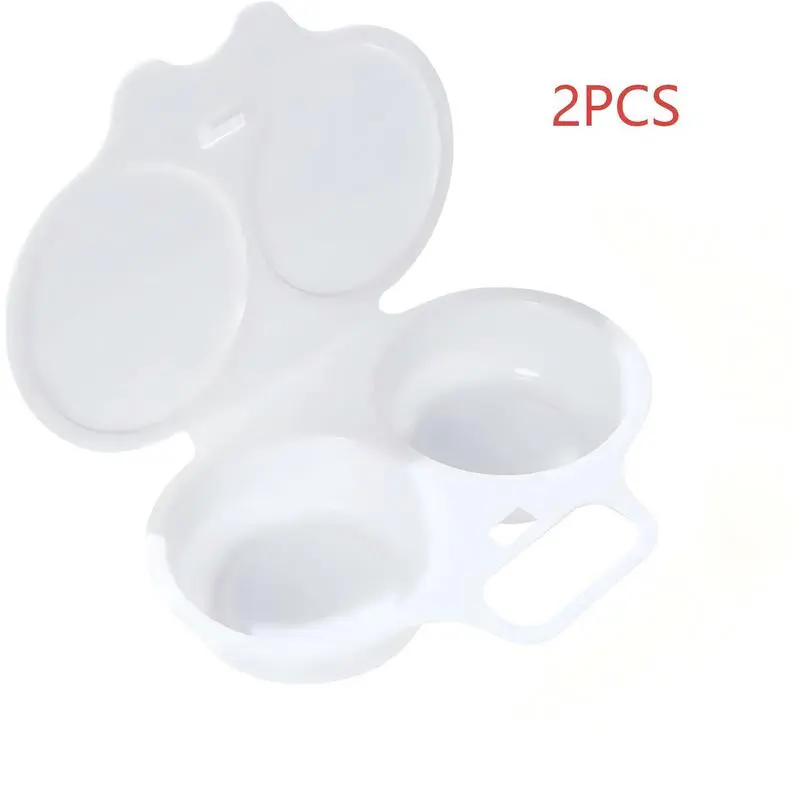 Egg poacher, microwave egg cooker, microwave egg steaming box, 2cavity non stick poached egg maker with lid, double drain poached egg cups, specialty cookware