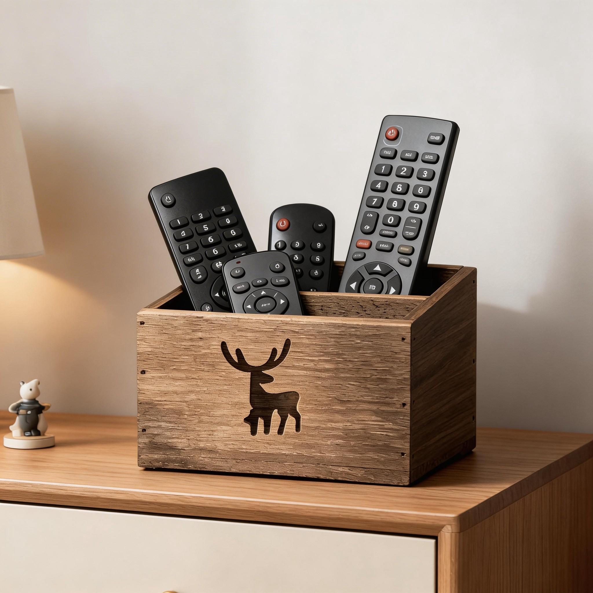 Wooden Remote Control Storage Box, Simple Square Open Design, Multi Compartment Design, Ideal for Home Bedroom Desktop and Cutlery Organization