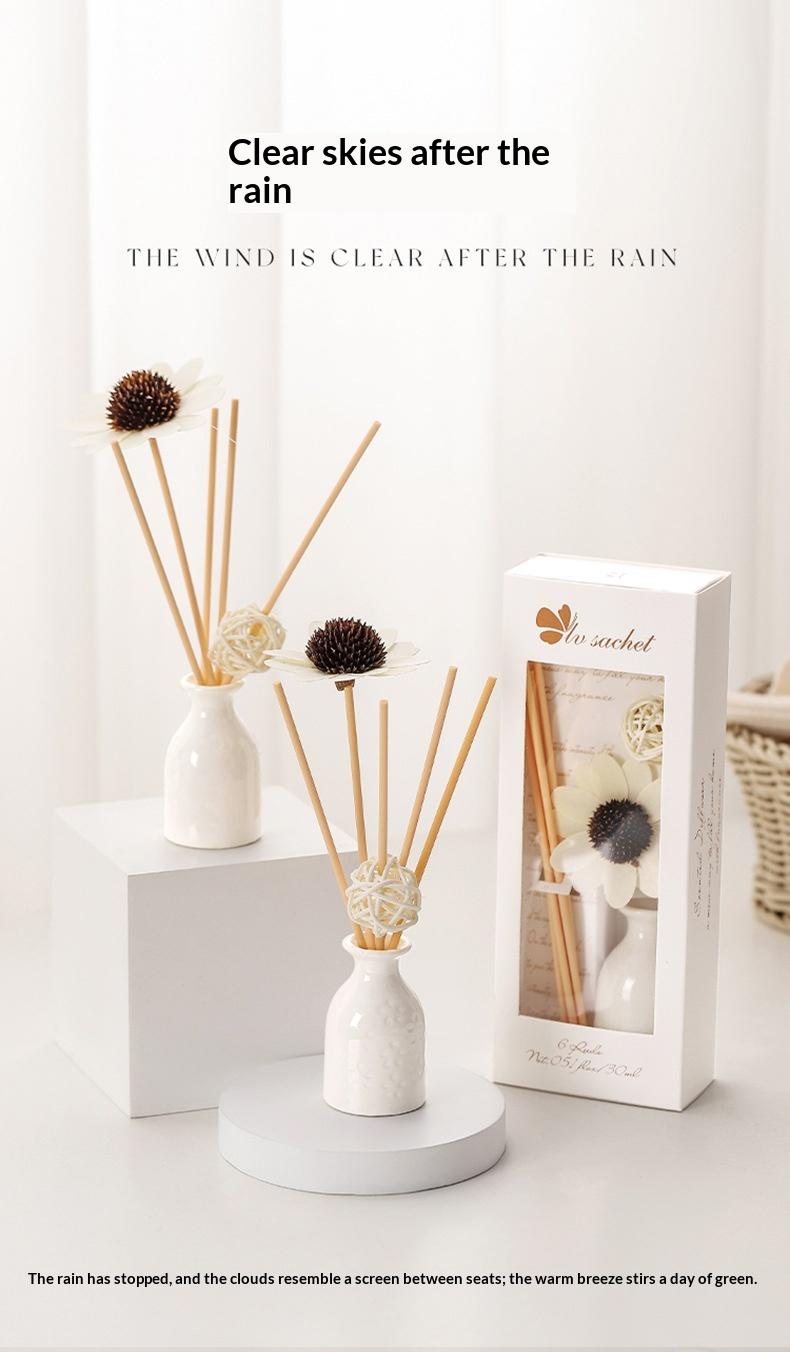 Lavender Flameless Diffuser Set with Rattan Sticks, Ceramic, and Essential Oil Fragrance