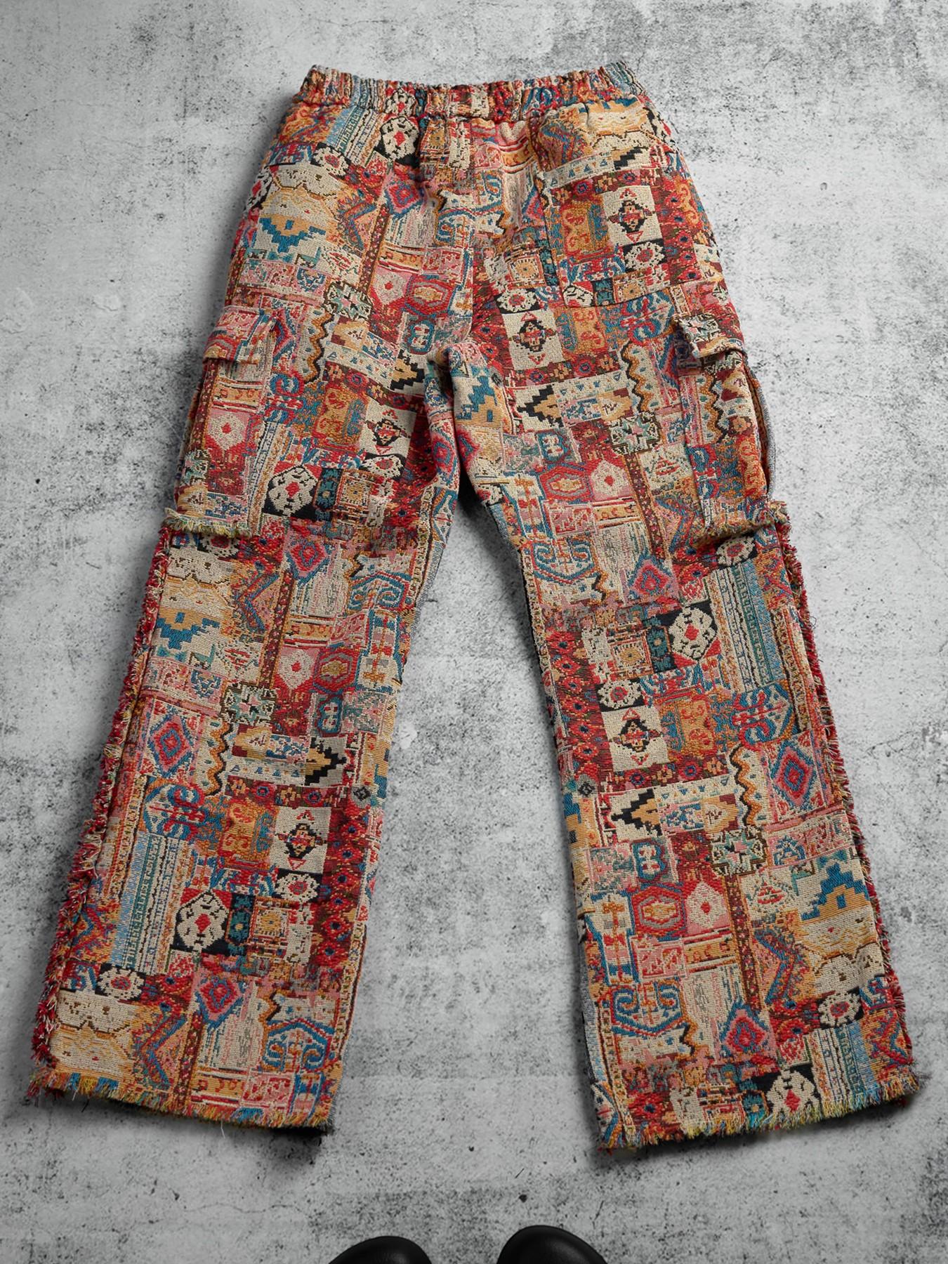 American Vintage Washed Multi-Pocket Camouflage Work Pants, Unisex Summer Loose Straight Leg, Casual Streetwear, Heavy Fabric, Spring & Fall