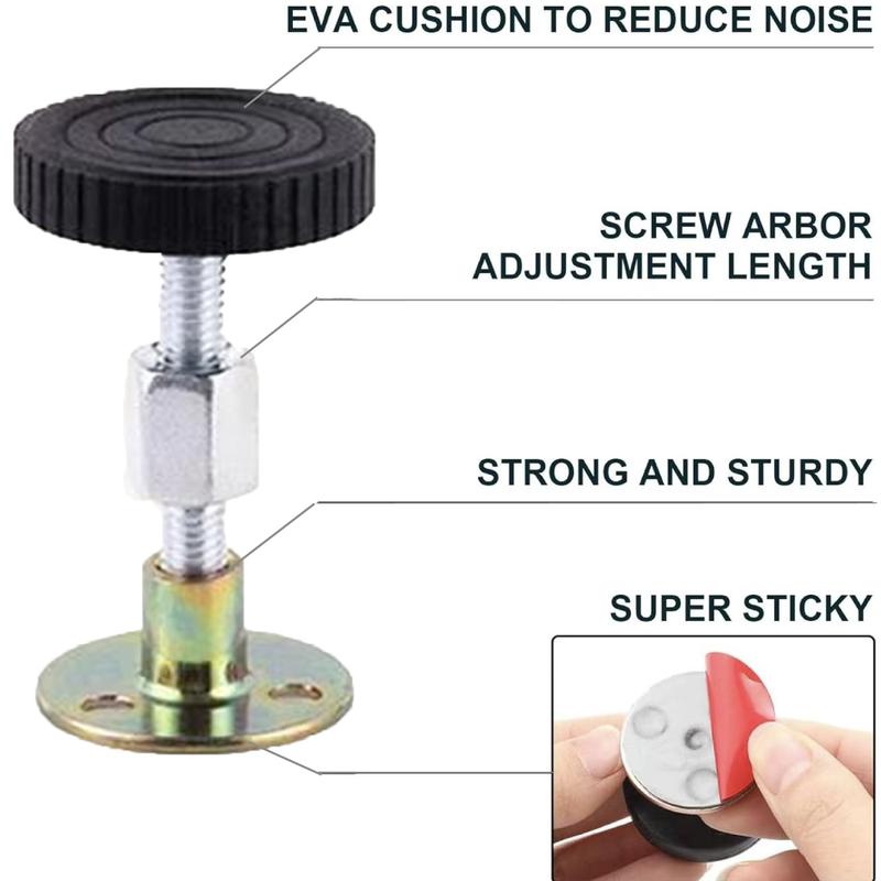 4 Counts Adjustable Threaded Bed Frame Fixer, No-Shake Headboard Wall Brackets, Headboard Reinforcement System, Quick Installation Reduce Noise