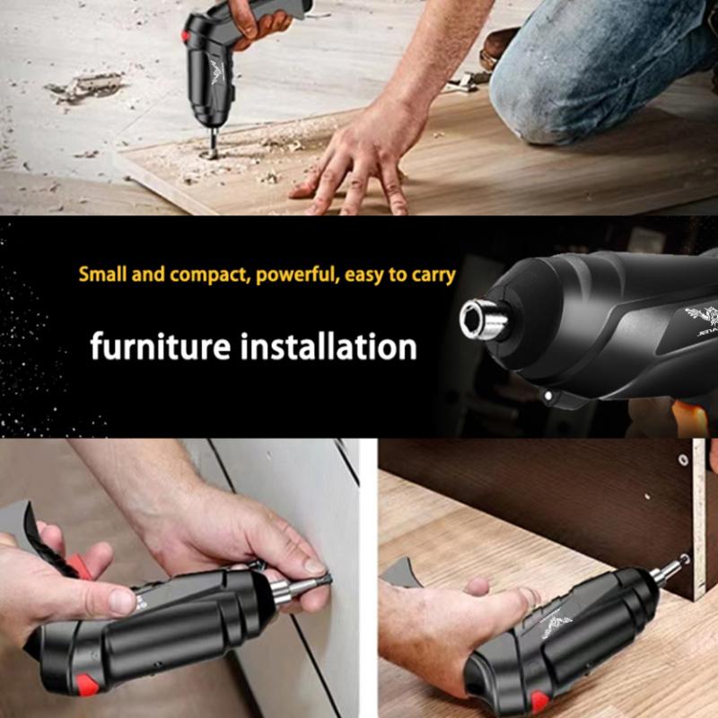 JENABOM 3.6V Electric Screwdriver Set, 1 Set USB Rechargeable Cordless Screwdriver with LED Light, Power Tool Set for Home Maintenance Repair, Complete Tool Set